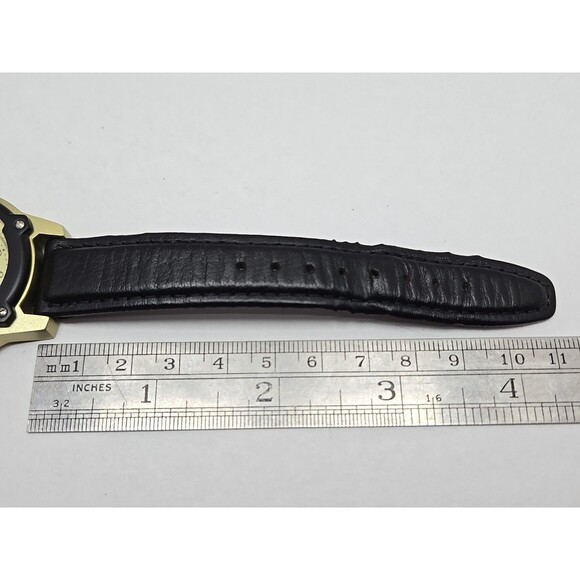 NRA Europa Quartz Watch Black Bezel Gold Tone Case Leather Band Mens New Battery - Picture 8 of 14